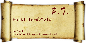 Petki Terézia névjegykártya